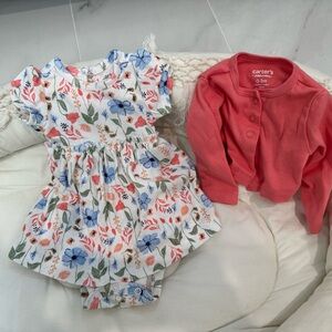 2pc Carters Dress & Cardigan Set
